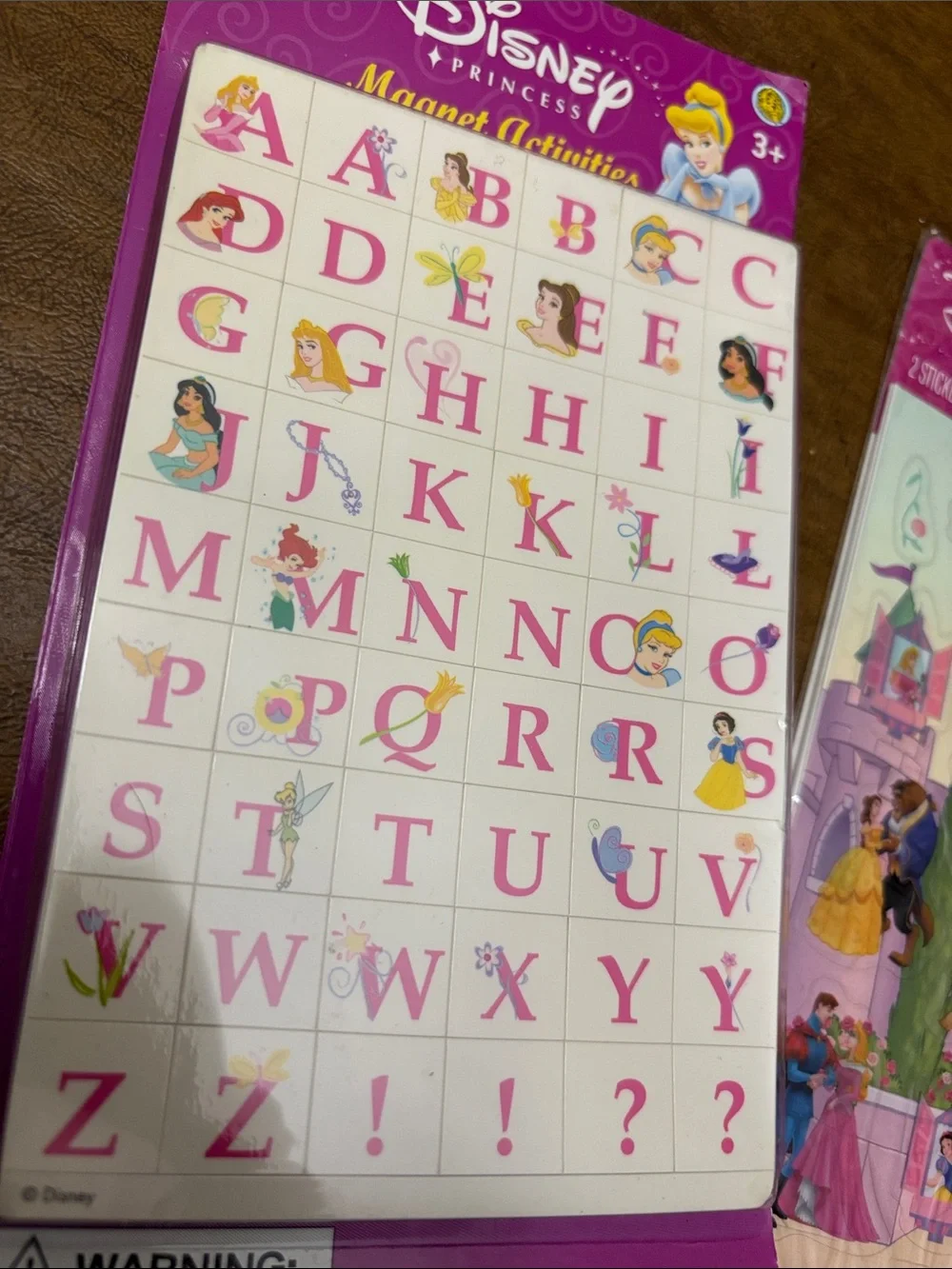 Disney Princess Alphabet mini magnets and 2 Sheets Princess Stickers